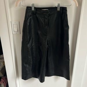 Babaton faux leather knee shorts